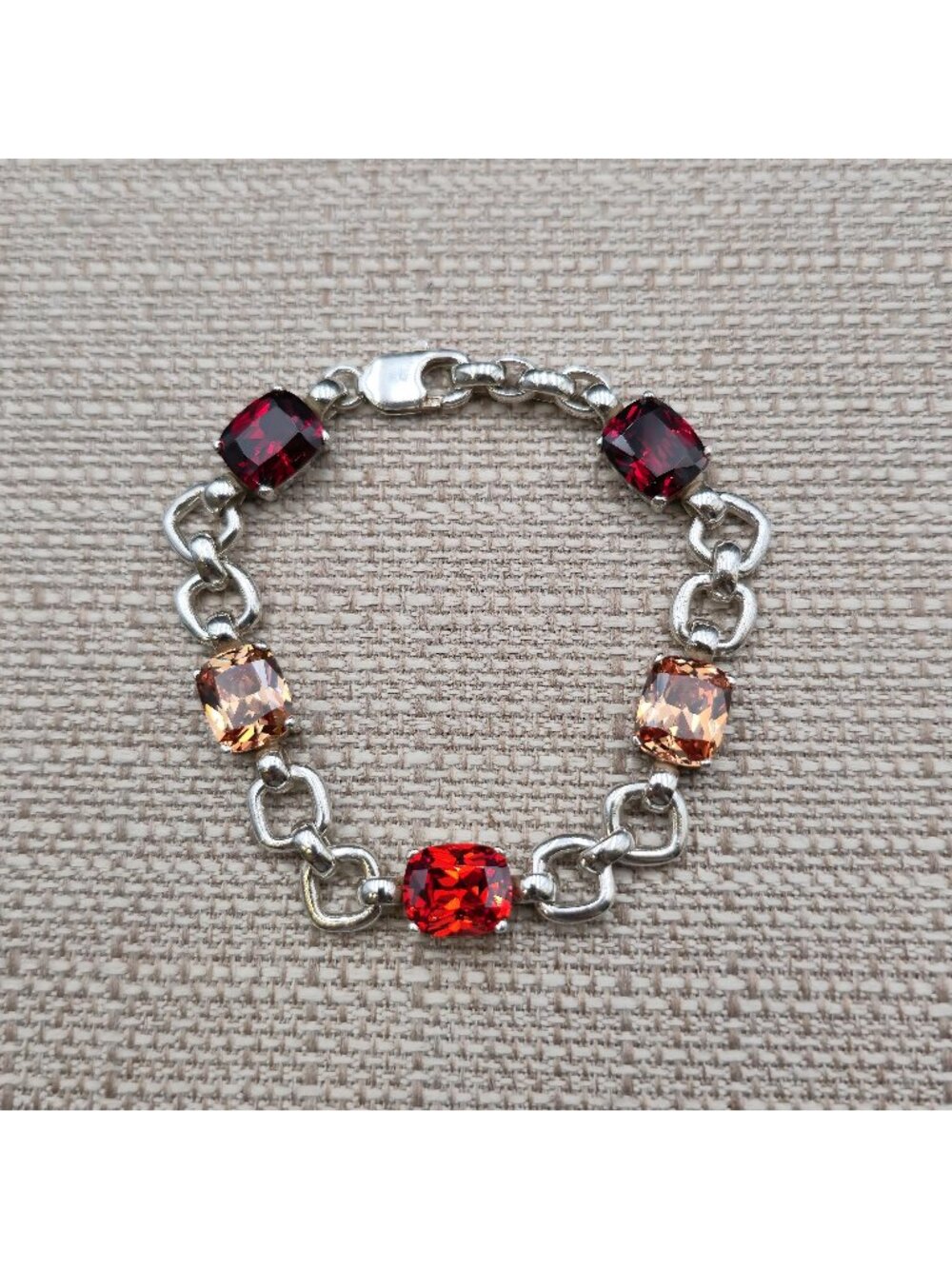 8 Inch Sterling Silver Multi Color Cubic Zirconia Ombre Link Bracelet A8977